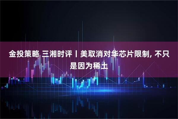 金投策略 三湘时评丨美取消对华芯片限制, 不只是因为稀土